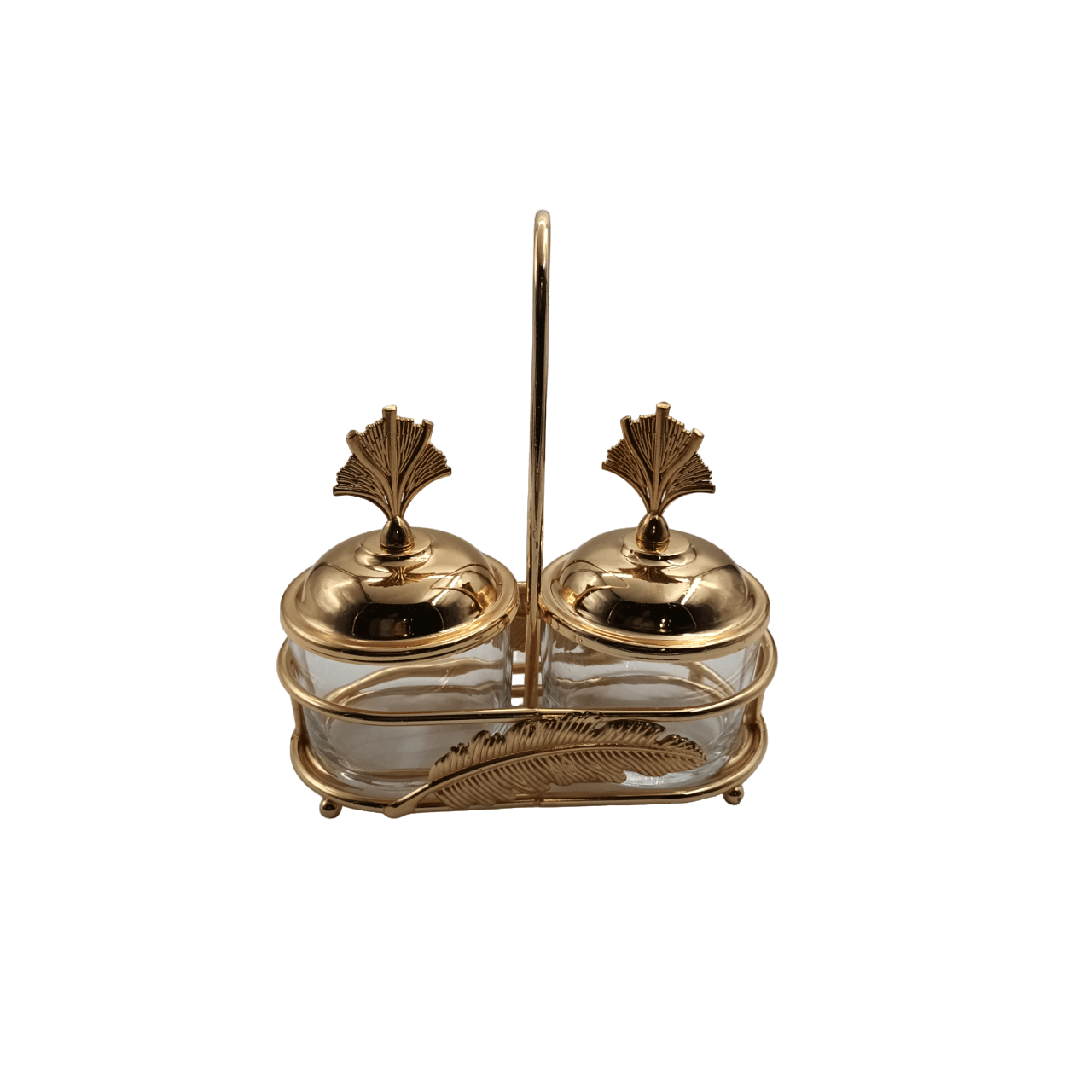 Double Condiment Holder on Golden Stand - Home And Trends