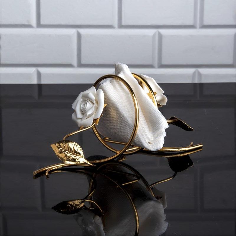 Gold Napkin Ring with Flower - Home And Trends