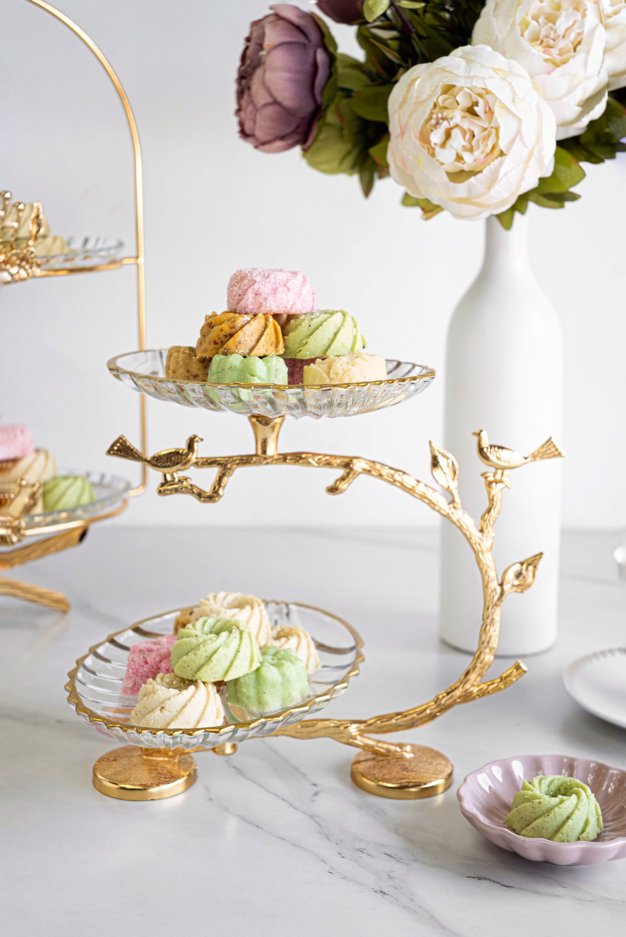 Ornate Golden Tree with Two Tiered Plate