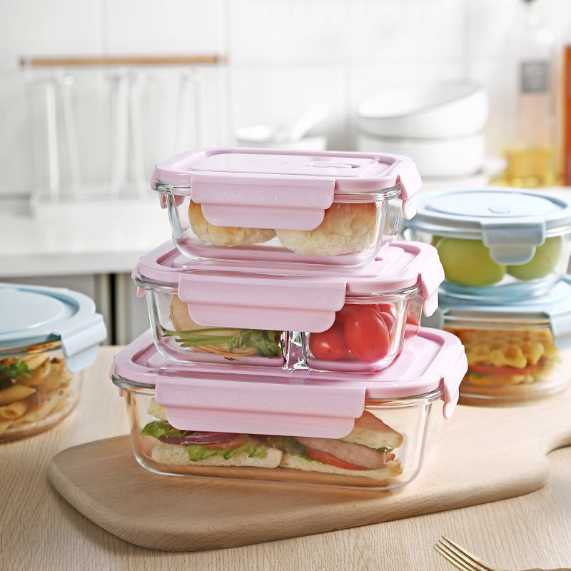 Rectangular Two Compartment Glass Food Container - 1L