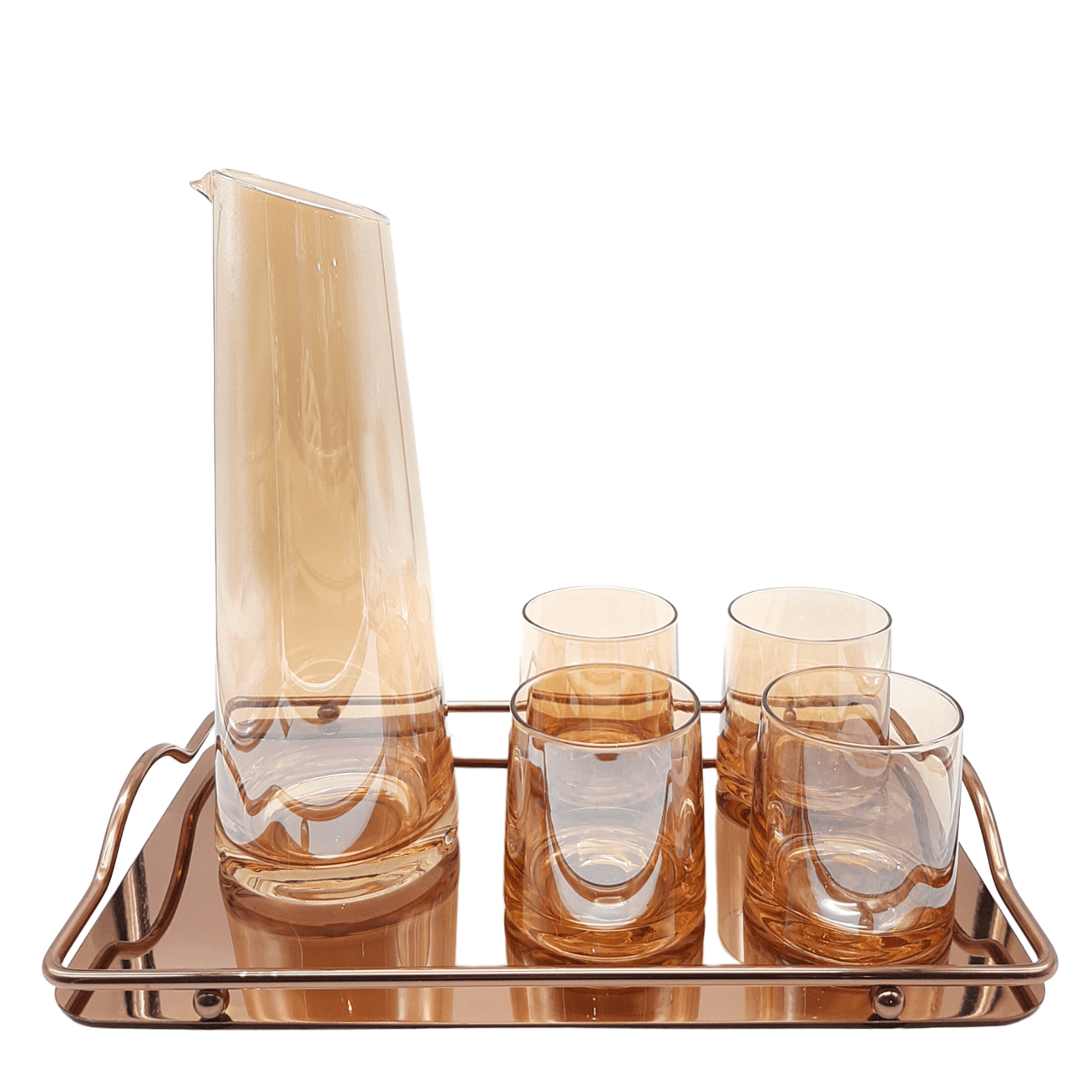 Glass Jug Set with Mirror Tray - Home And Trends