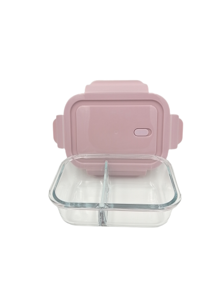 Rectangular Glass Food Container with Two Compartments - 650ml